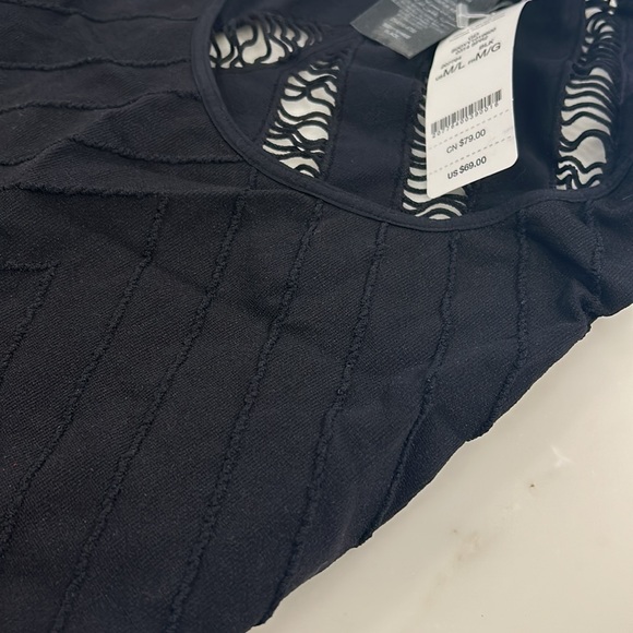 Bebe Stretchy Black Bodycon Dress with Mesh Back M/L-NWT - Picture 7 of 8